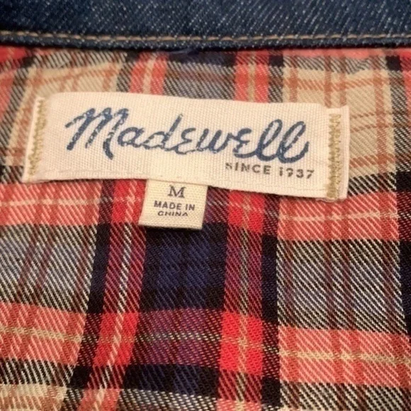 Madewell Denim Plaid Trucker Jean Jacket NWOT - Picture 11 of 13